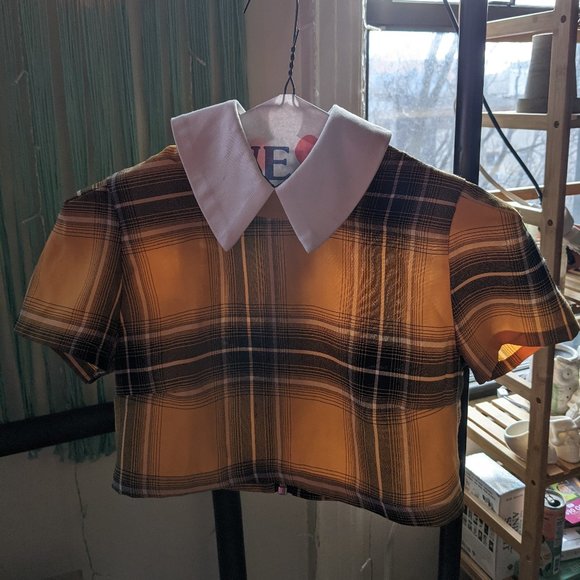 Deandri Yellow Tartan Crop Top - Picture 2 of 3